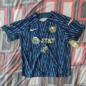 Nike Club America soccer jersey dark blue light blue men's size XL